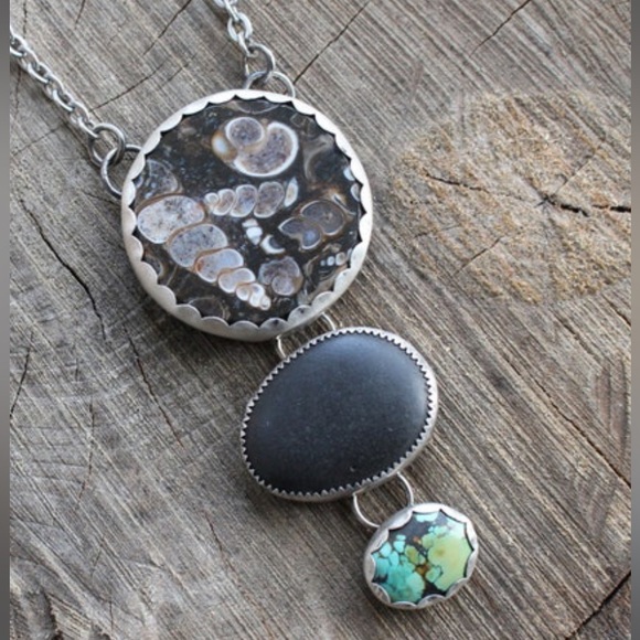 Fossil Stone & Turquoise Necklace